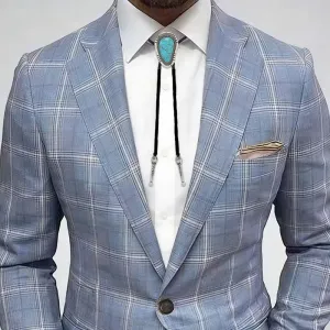 Men's Fashion Retro Leather Alloy Bull Head Pendant Bolo Tie Necklace