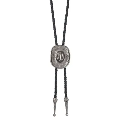 Men Fashion Retro Jazz Hat Pendant Rope Bolo Tie Leather Necklace