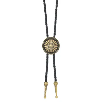 Men's Retro Western Bolo Tie Pendant Necklace with Leather Cord