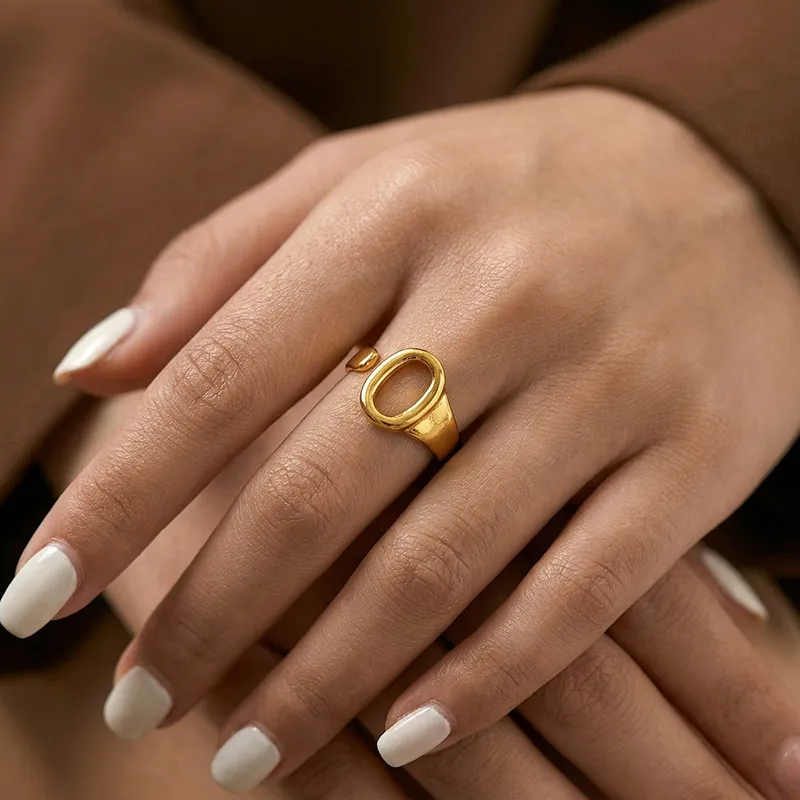 Women Fashion Simple 316L Stainless Steel Open Geometric Ring