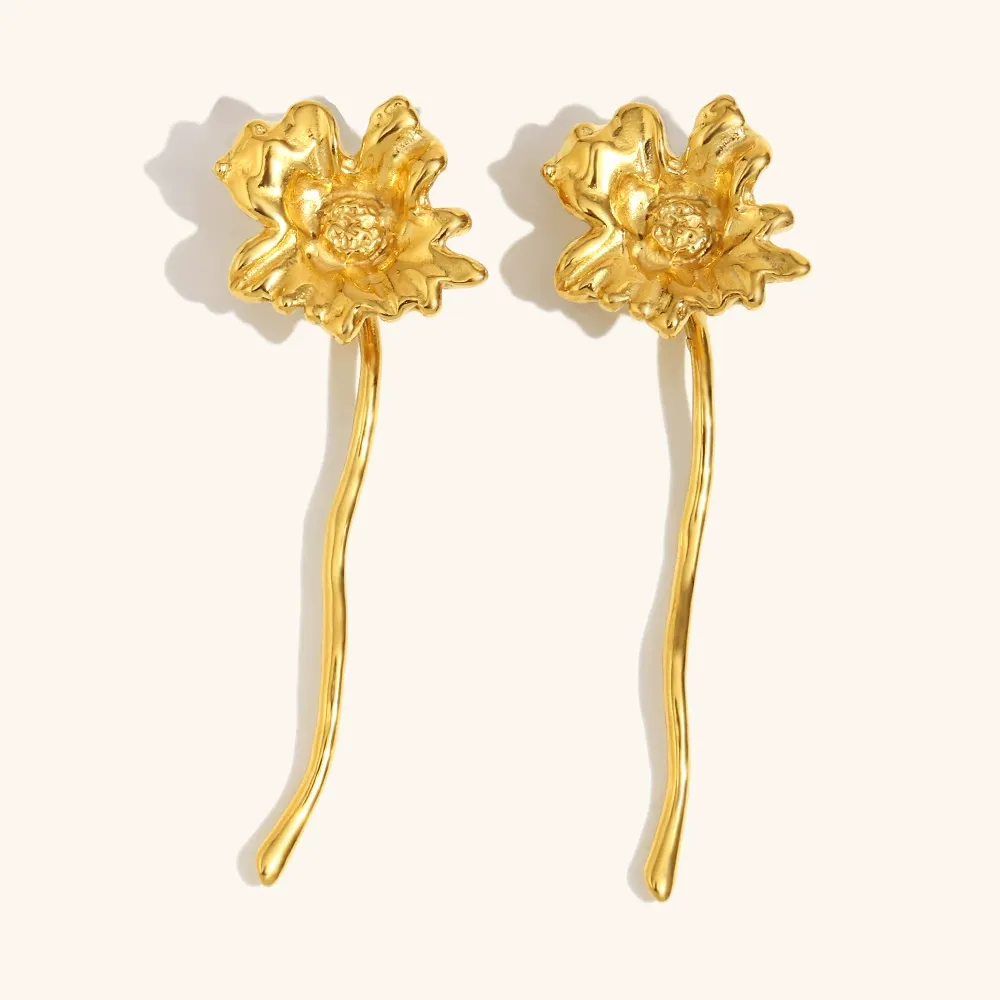 Women Fashion Retro Floral 316L Stainless Steel Earrings