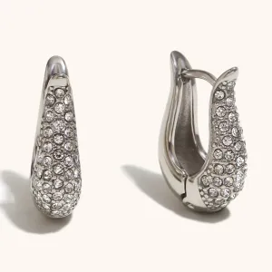 Women Fashion Casual U-Shaped Zircon 316L Stainless Steel Plated Earrings