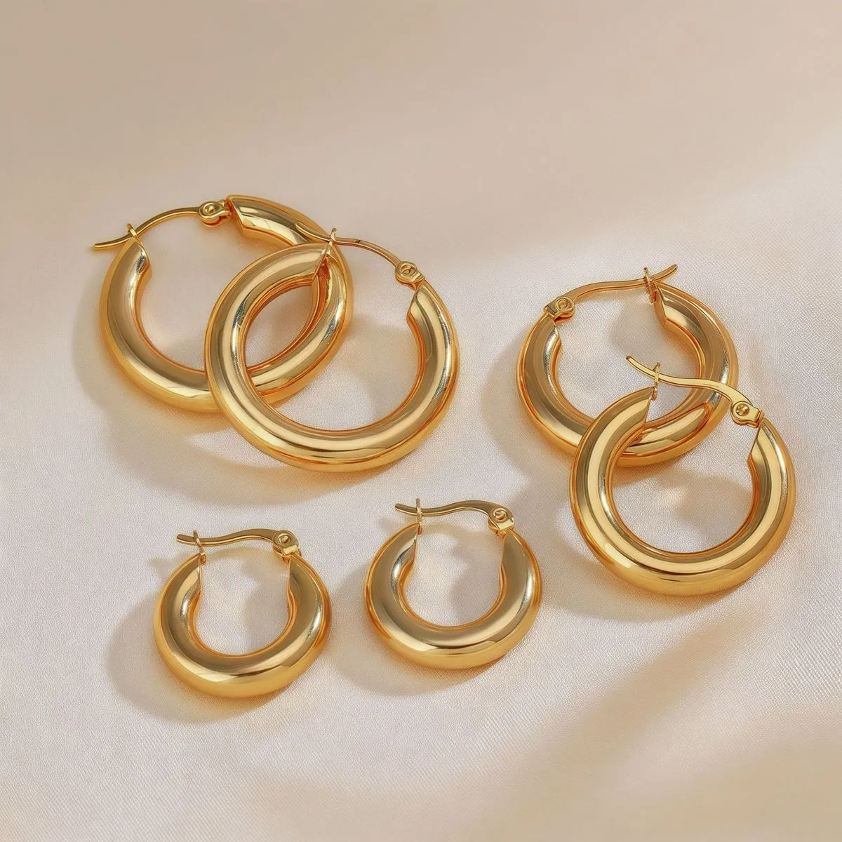 Women Fashion Simple 316L Stainless Steel Round Thick Earrings