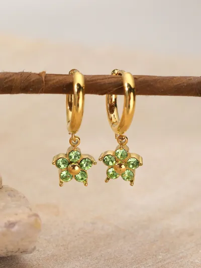 Women Fashion Multicolor Rhinestone 304 Stainless Steel Birthstone Floral Earrings Simple Style