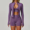 7790 Bra 7790 Shorts 7725 Jacket (Three Piece)-Fog Purple