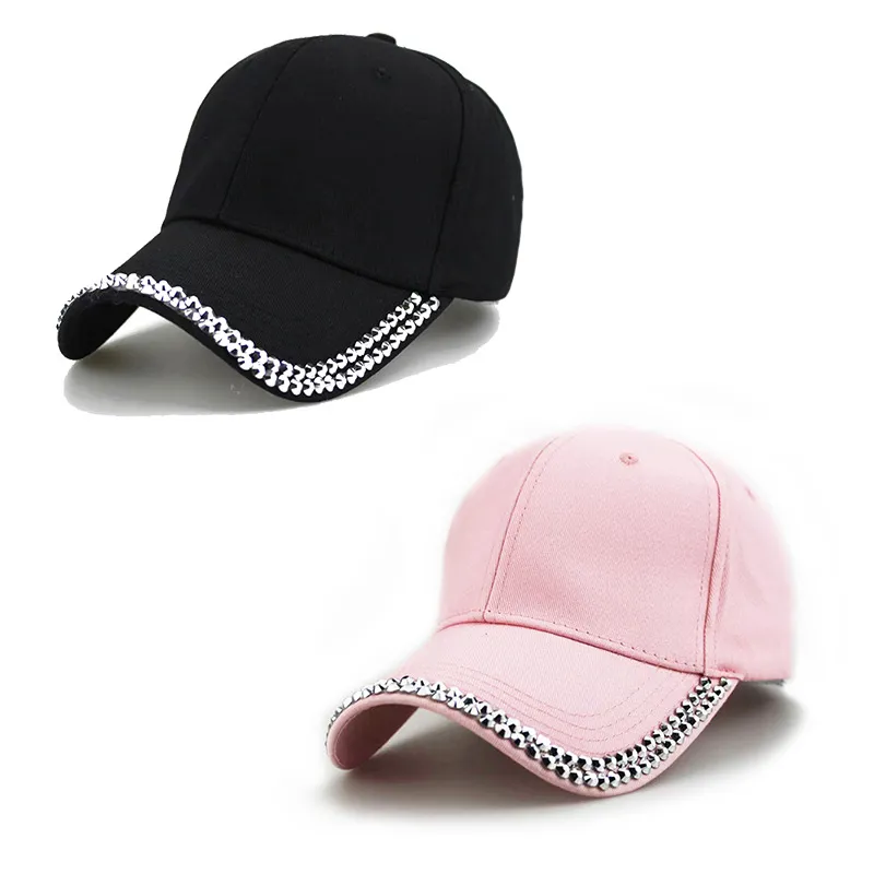 Fashion Casual Solid Color Rhinestone Baseball Cap