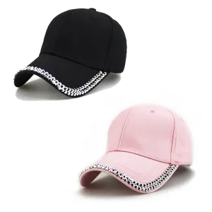 Fashion Casual Solid Color Rhinestone Baseball Cap