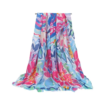 Women Fashion Casual Printed Satin Silk Long Scarf 180*90Cm