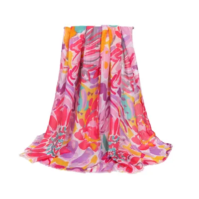 Women Fashion Casual Printed Satin Silk Long Scarf 180*90Cm