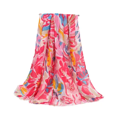 Women Fashion Casual Printed Satin Silk Long Scarf 180*90Cm