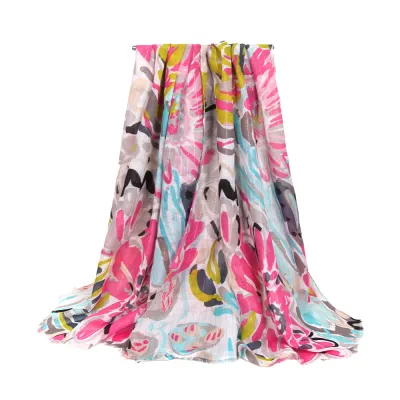 Women Fashion Casual Printed Satin Silk Long Scarf 180*90Cm