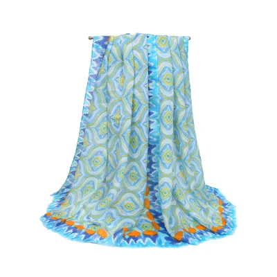 Women's Fashion Casual Simple Flower Printed Satin Scarf