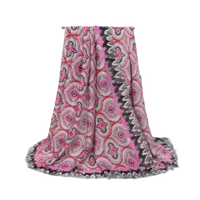 Women's Fashion Casual Simple Flower Printed Satin Scarf