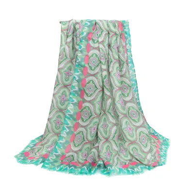 Women's Fashion Casual Simple Flower Printed Satin Scarf