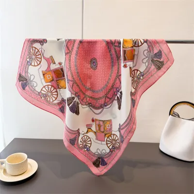 Women Fashion Casual Cashew Herringbone Cotton Linen Square Silk Scarf