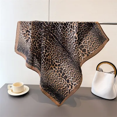 Women Fashion Casual Cashew Herringbone Cotton Linen Square Silk Scarf