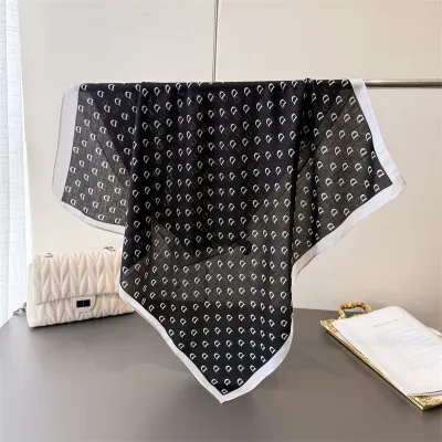Women Fashion Casual Cashew Herringbone Cotton Linen Square Silk Scarf