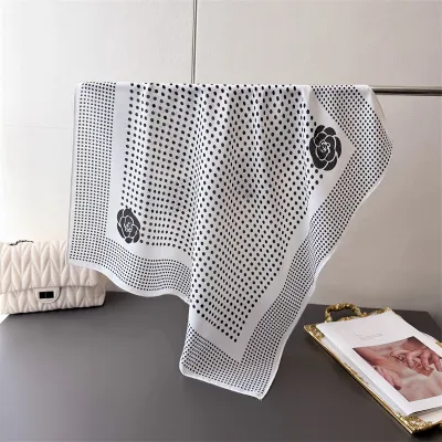 Women Fashion Casual Cashew Herringbone Cotton Linen Square Silk Scarf