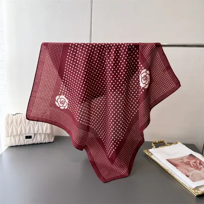 Women Fashion Casual Cashew Herringbone Cotton Linen Square Silk Scarf