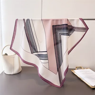 Women Fashion Casual Cotton Linen Pattern Printed Small Square Silk Scarf