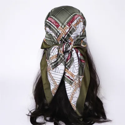 Women Fashion Printed Colorblock Square Scarf 90cm