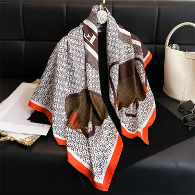 Women Fashion Printed Colorblock Square Scarf 90cm