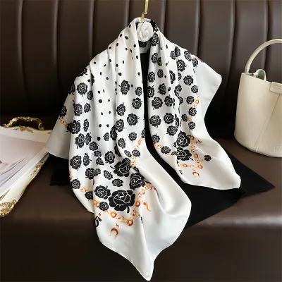 Women Fashion Printed Colorblock Square Scarf 90cm