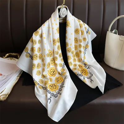 Women Fashion Printed Colorblock Square Scarf 90cm