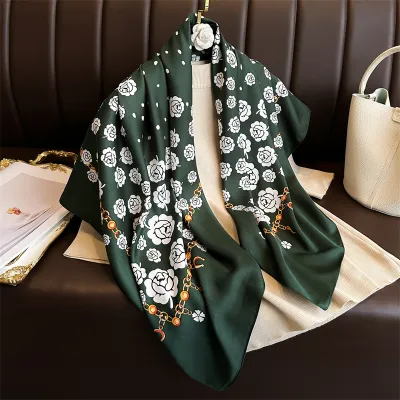 Women Fashion Printed Colorblock Square Scarf 90cm