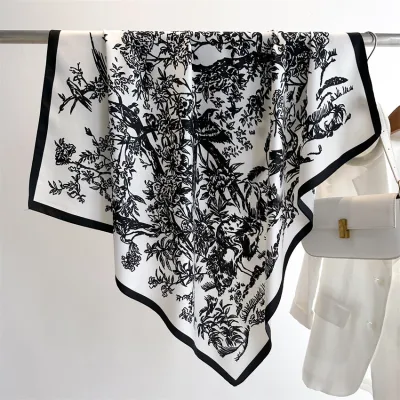 Women Fashion Printed Colorblock Square Scarf 90cm