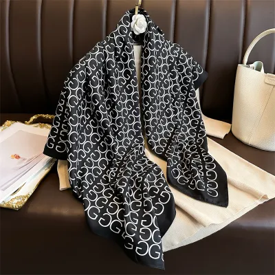 Women Fashion Printed Colorblock Square Scarf 90cm