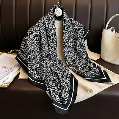 Women Fashion Printed Colorblock Square Scarf 90cm