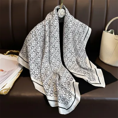 Women Fashion Printed Colorblock Square Scarf 90cm