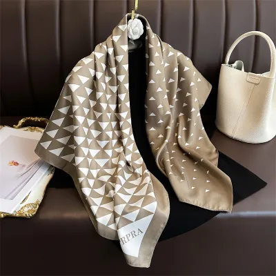 Women Fashion Printed Colorblock Square Scarf 90cm