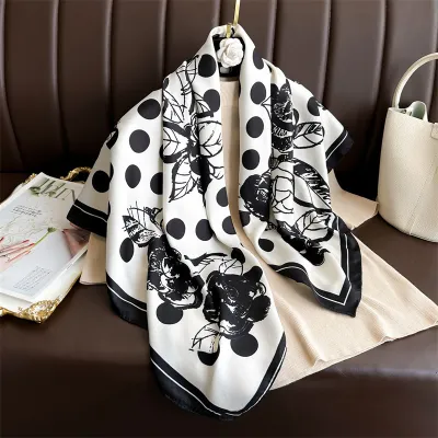 Women Fashion Printed Colorblock Square Scarf 90cm
