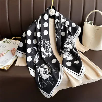 Women Fashion Printed Colorblock Square Scarf 90cm