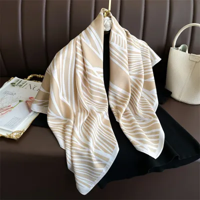 Women Fashion Printed Colorblock Square Scarf 90cm