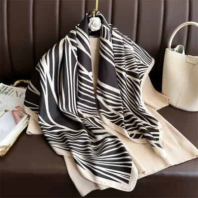 Women Fashion Printed Colorblock Square Scarf 90cm