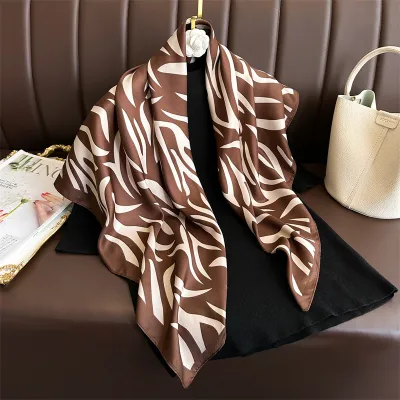 Women Fashion Printed Colorblock Square Scarf 90cm