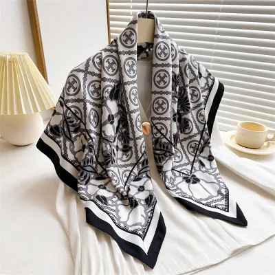 Women Fashion Printed Colorblock Square Scarf 90cm