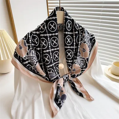Women Fashion Printed Colorblock Square Scarf 90cm