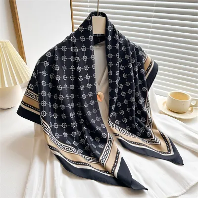 Women Fashion Printed Colorblock Square Scarf 90cm