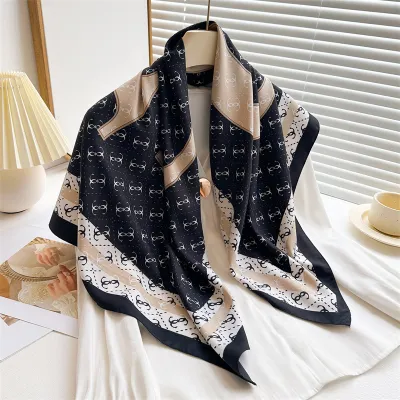 Women Fashion Printed Colorblock Square Scarf 90cm