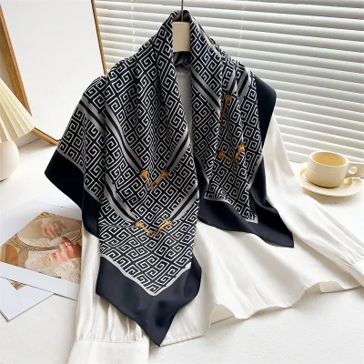 Women Fashion Printed Colorblock Square Scarf 90cm