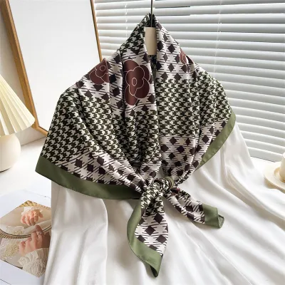 Women Fashion Printed Colorblock Square Scarf 90cm
