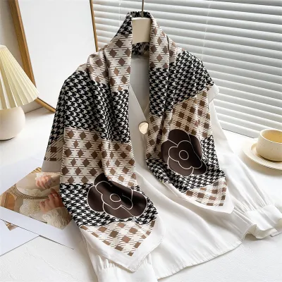 Women Fashion Printed Colorblock Square Scarf 90cm