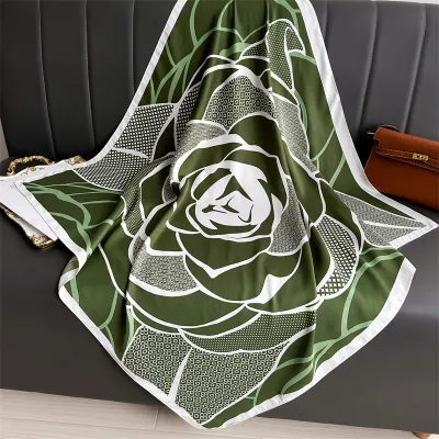 Women Fashion Printed Colorblock Square Scarf 90cm
