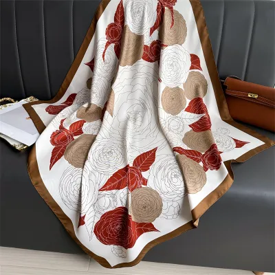 Women Fashion Printed Colorblock Square Scarf 90cm