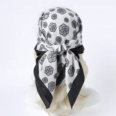 Women Fashion Printed Colorblock Square Scarf 90cm