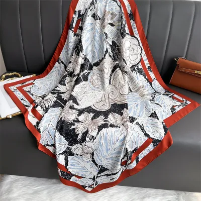 Women Fashion Printed Colorblock Square Scarf 90cm